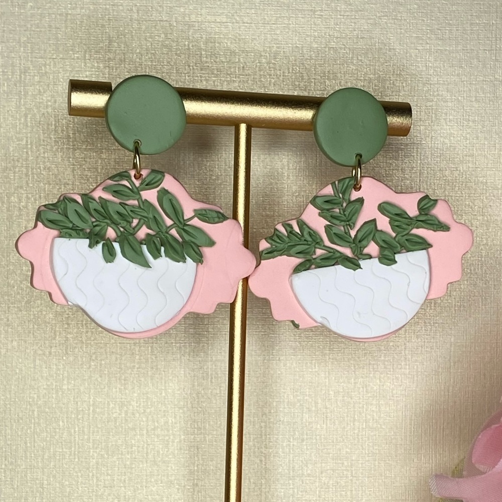 Potted polymer clay earrings